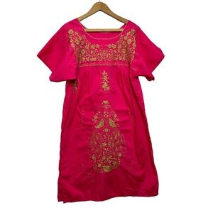 Embroidered floral Mexican dress